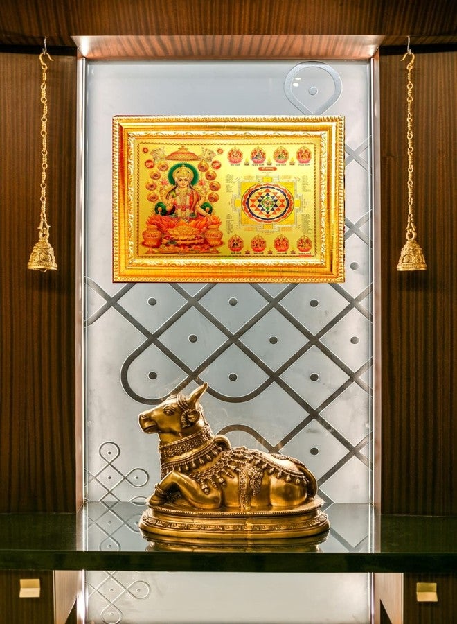 Suninow Golden foil Embossed god Photo Frame | laxmi ji with aasht laxmi Yantra (8 x 12) (laxmi ji with Yantra) - Image 3